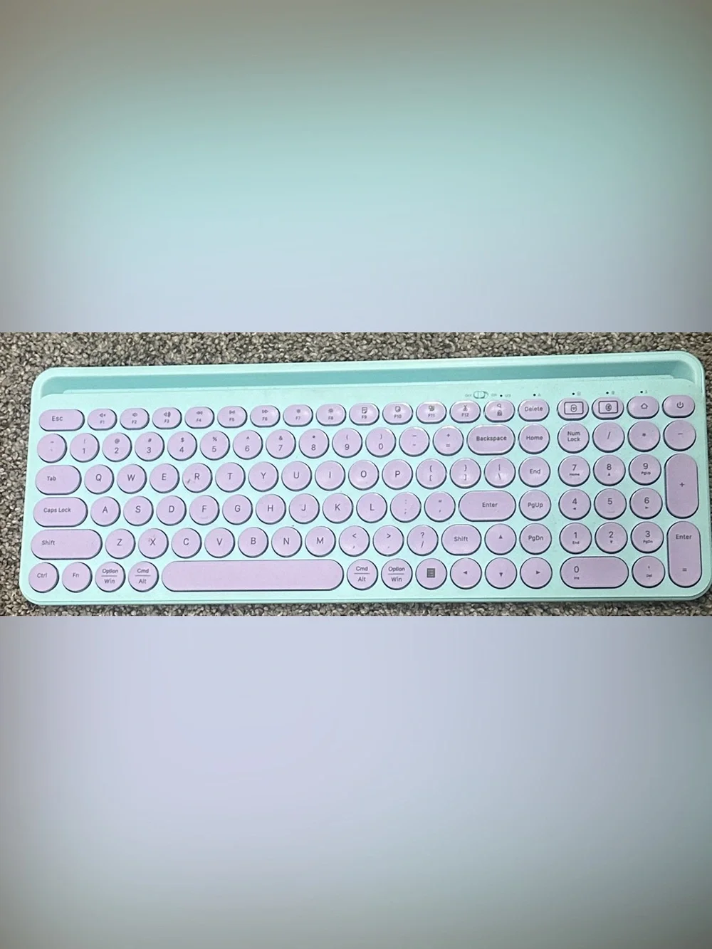 Mint and Lavender Round-Key Wireless Keyboard